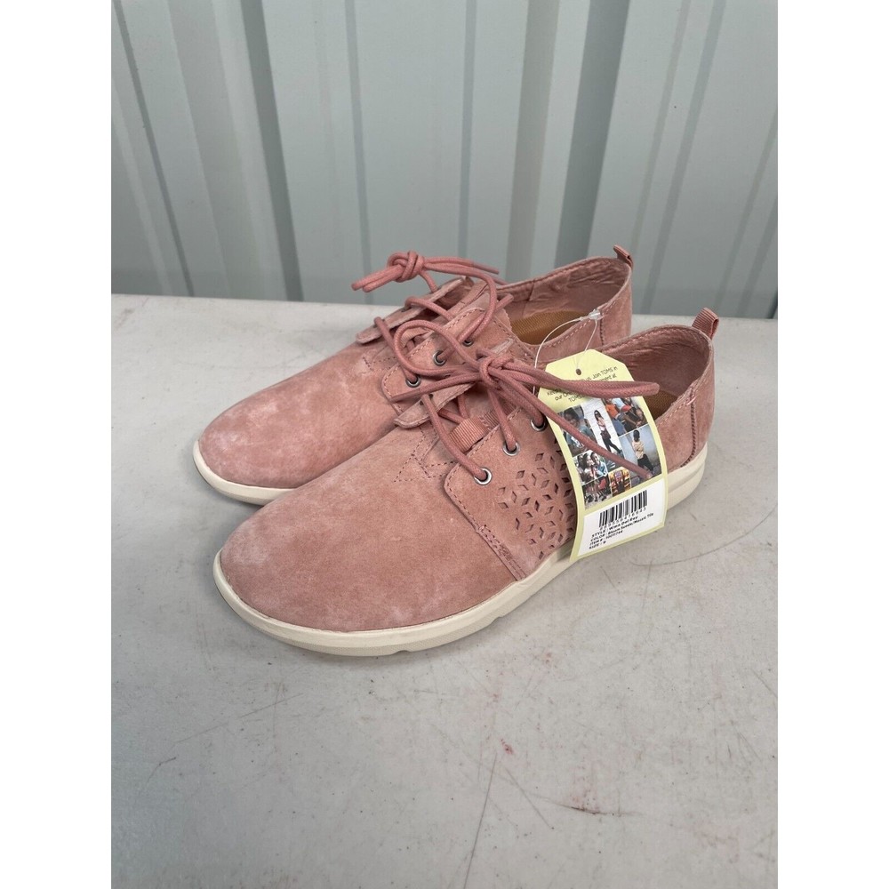 TOMS 10011744 Del Rey Lace Up Womens Sneakers Shoes Casual Pink NEW Size 9 Suede